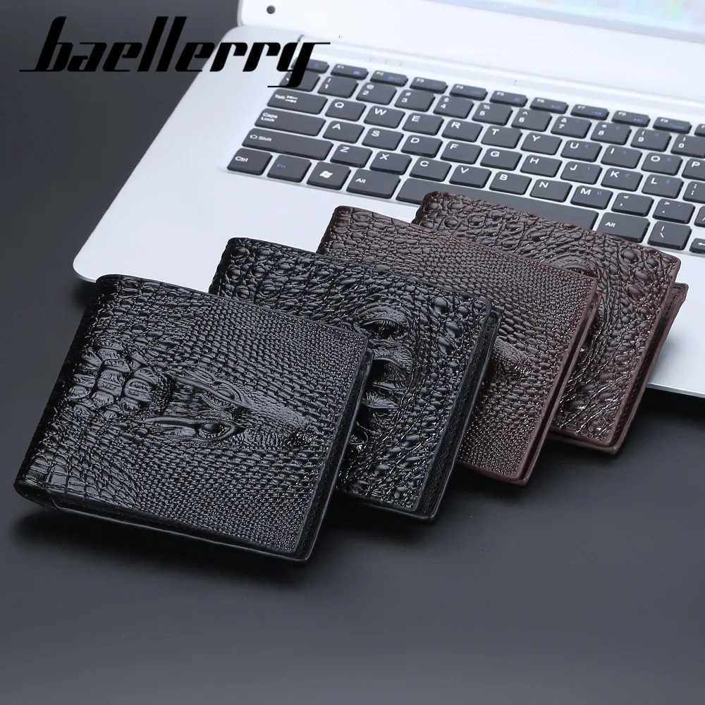 Baellerry Short Men Wallets Zipper Coin Pocket Crocodile Pattern Mens Wallet Luxury Card Holder PU Leather Classic Male PurseT251118