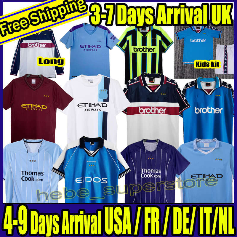 Retro Man City Soccer Jerseys 72 98 99 00 11 12 1998 1999 2000 2011 2012 16 Haaland EIDOS Gallagher WEAH Tevez Kun Aguero Dzeko Kompany Vintage Shirts Classic