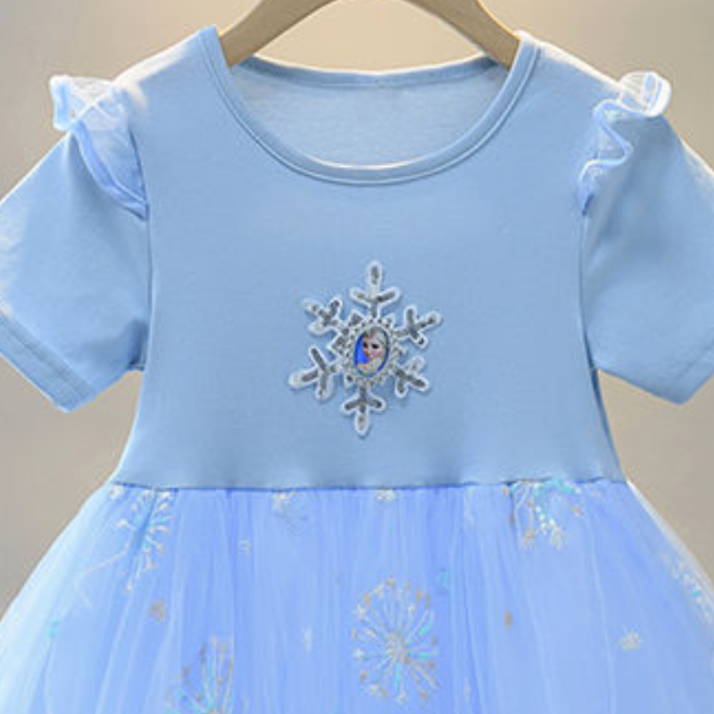 DISNEY Girls designer clothes kids dress designer baby clothes Soft fabric label-free design Elsa kids mesh dress.