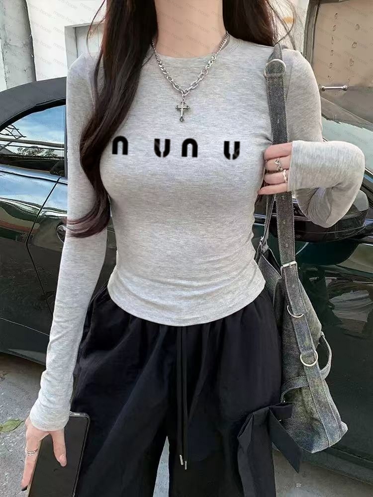 Women's designer letter T-shirt long sleeved basic shirt black and white T-shirt women's clothing classic elastic slim fit top