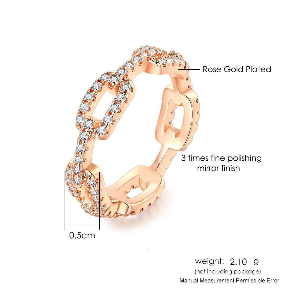 DHCollections Fashion Jewelry High Quality Trendy Ladies Woman 5mm Full CZ Zircon Chain Ring