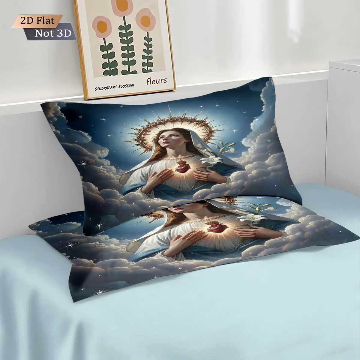 3pcs Holy Virgin Mary Printed coreless Bedding Set Soft and Comfortable Dormitory Bedroom Multiple Sizes Machine WashableM251118