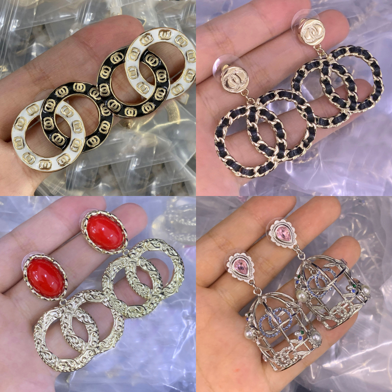 Simple Earrings Luxury Designer Letter Stud Earrings Geometric Famous Men Women's Crystal Rhinestone Earring Jewelry Love Christmas Gifts