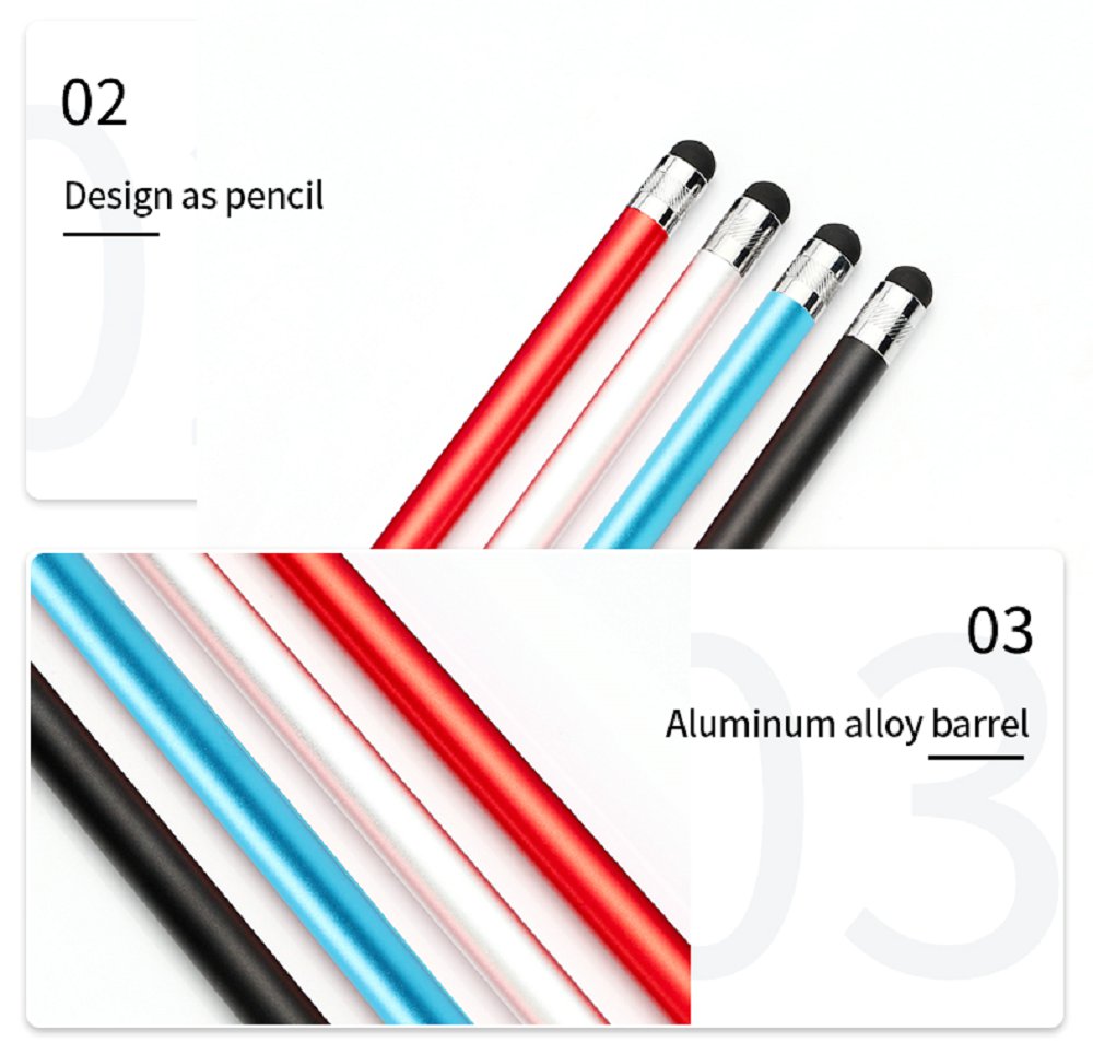 2 in 1 Metal Replaceable Rubber Tip Stylus Pen Pencil Stylus Touch Pen for Touch Screen for iPad and iPhone Universal Touch Phone Pen Mobile Phone Acc