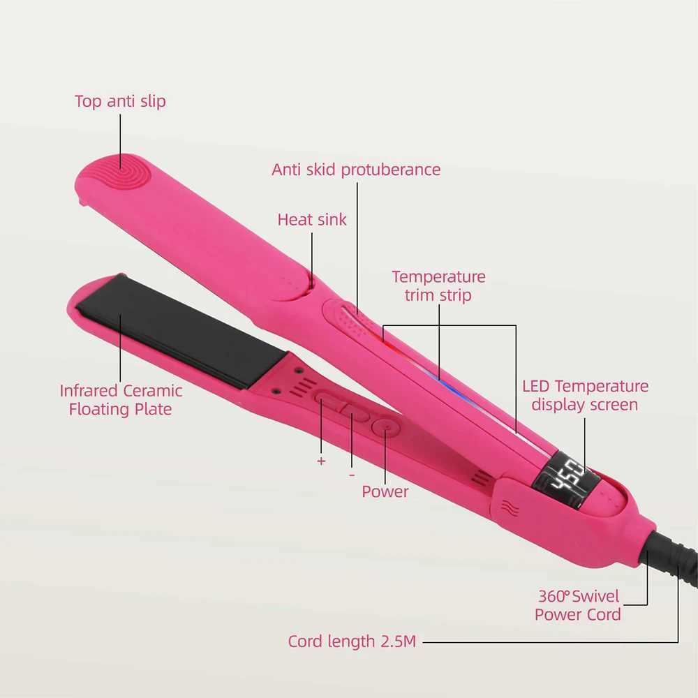 Infrared Flat Iron 450. F / 230 2 In 1 Professional Salon Hair Straightener Curler Ceramic Coated Plate Hair Styler 100-240V W250610
