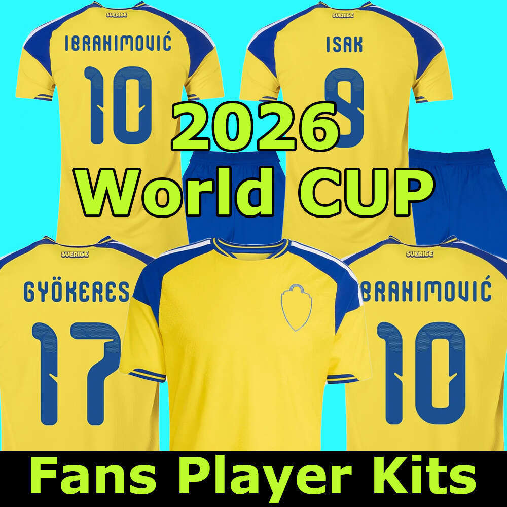 2026 Sweden World CUP soccer jersey 25 26 27 IBRAHIMOVIC ISAK Gyokeres FORSBERG camisetas Kids Uniform Set kits KULUSEVSKI GUSTAFSON 2025 maillot football shirt