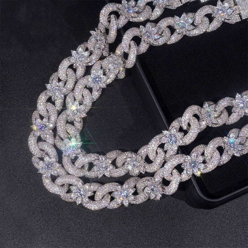 Sterling Silver Gold 925 Moissanite Cuban Chain Hip Hop Pass Diamond Tester Cuban Link Chains Pendant Mens Women Fashion High Quality Gift Moissanite 