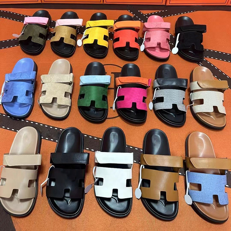 2023 Chypre Slippers Women Designer Sandals Beach Classic Flat Sandal Luxury Summer Lady Leather Flip Flops Men Women Slides Size Eur 35-44