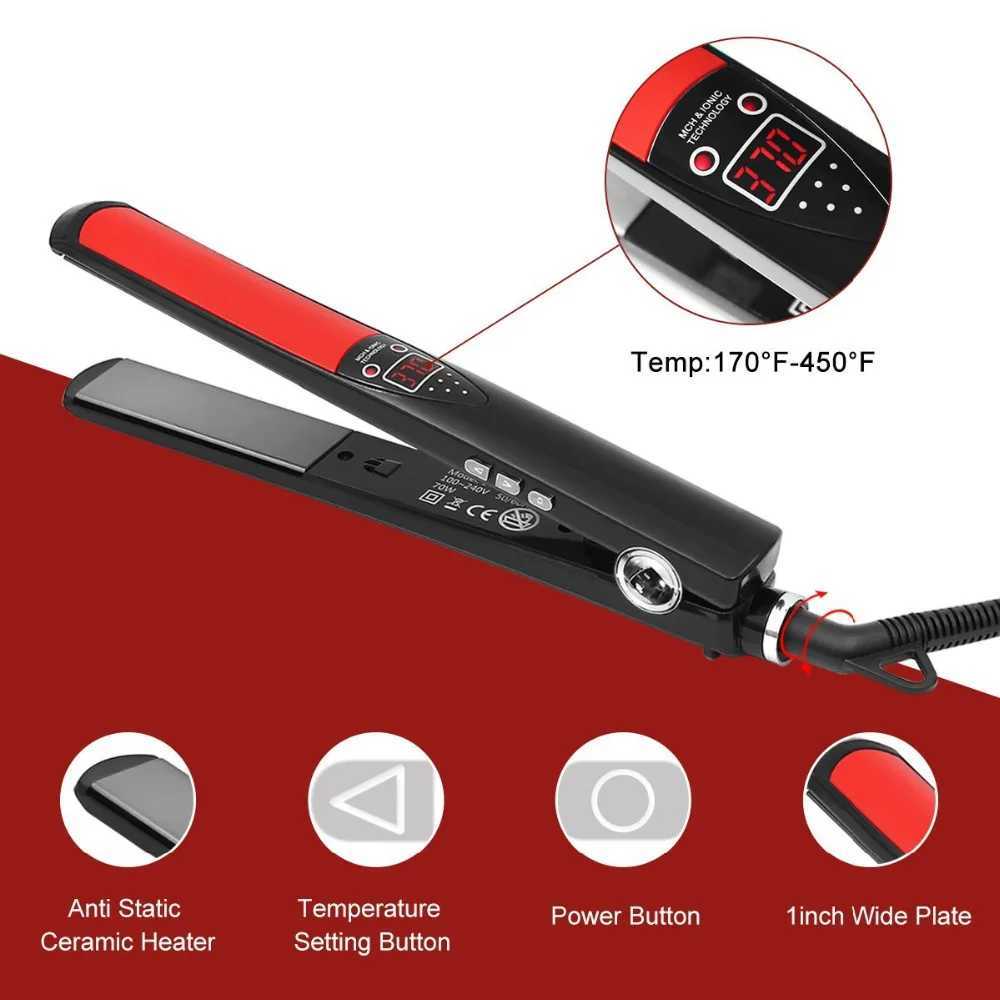 High Temperature Hair Straightener and Curler Titanium Flat Iron Professional Salon Hair Styling Tool 110V-240V Travel Home Use W250610