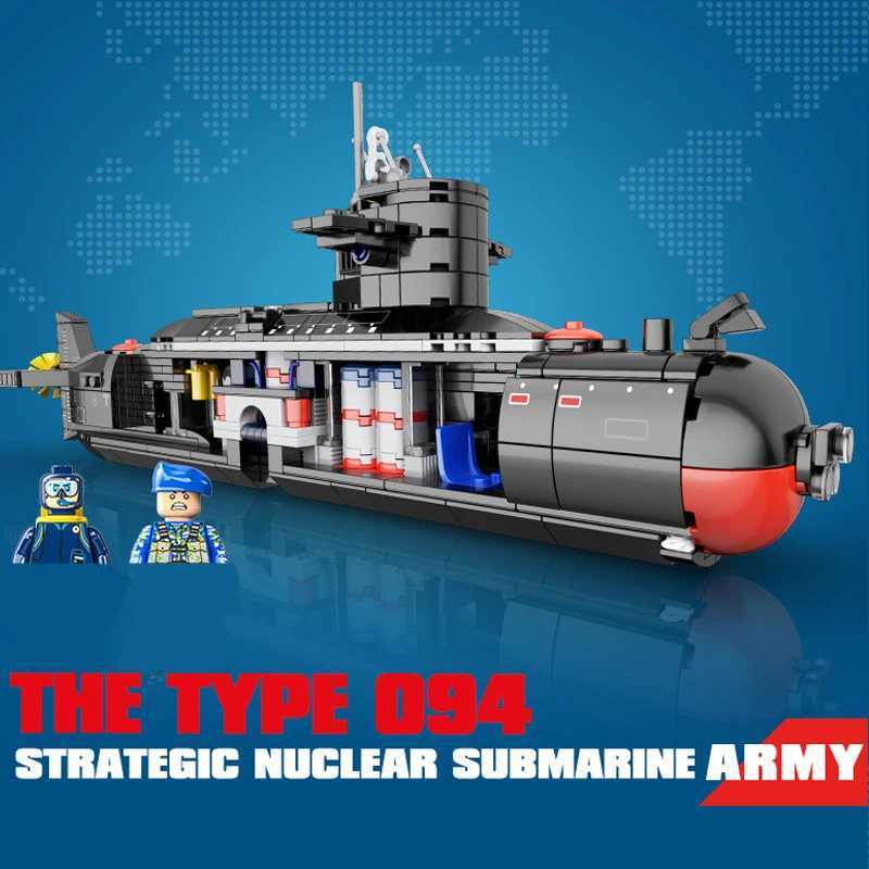 Military The Type 094 Strategic Nuclear Submarine Building Blocks Kit Classic Naval Vessels Ship War Boat Bricks Model Kids Toys C251118