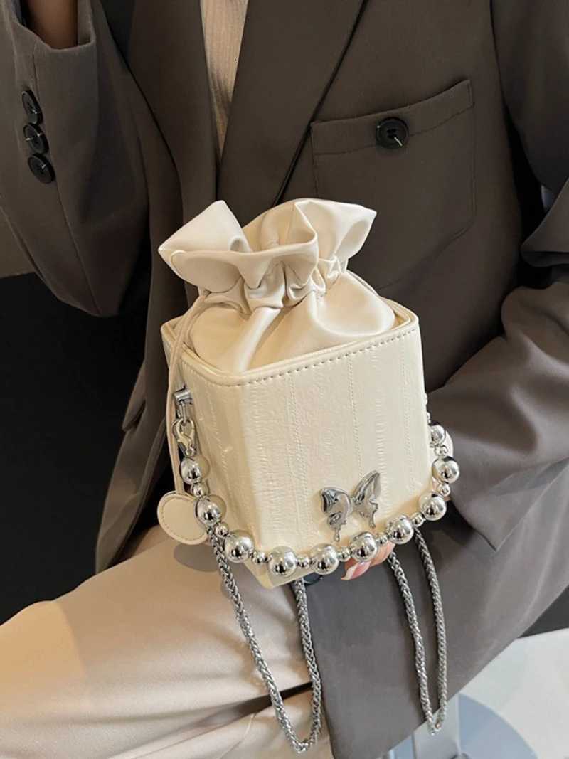 Drawstring Design Chain Small Square Bag Womens PU New Style Personalized Crossbody Bag Korean Commuter Single Shoulder Box BagW251118