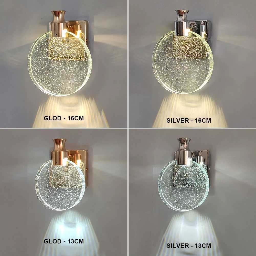 Modern Crystal Interior LED Wall Light Sconces Lamp AC 85-265V Gold Silver Indoor Home Decor Items Room Decoration LED Wall Lamp M251118