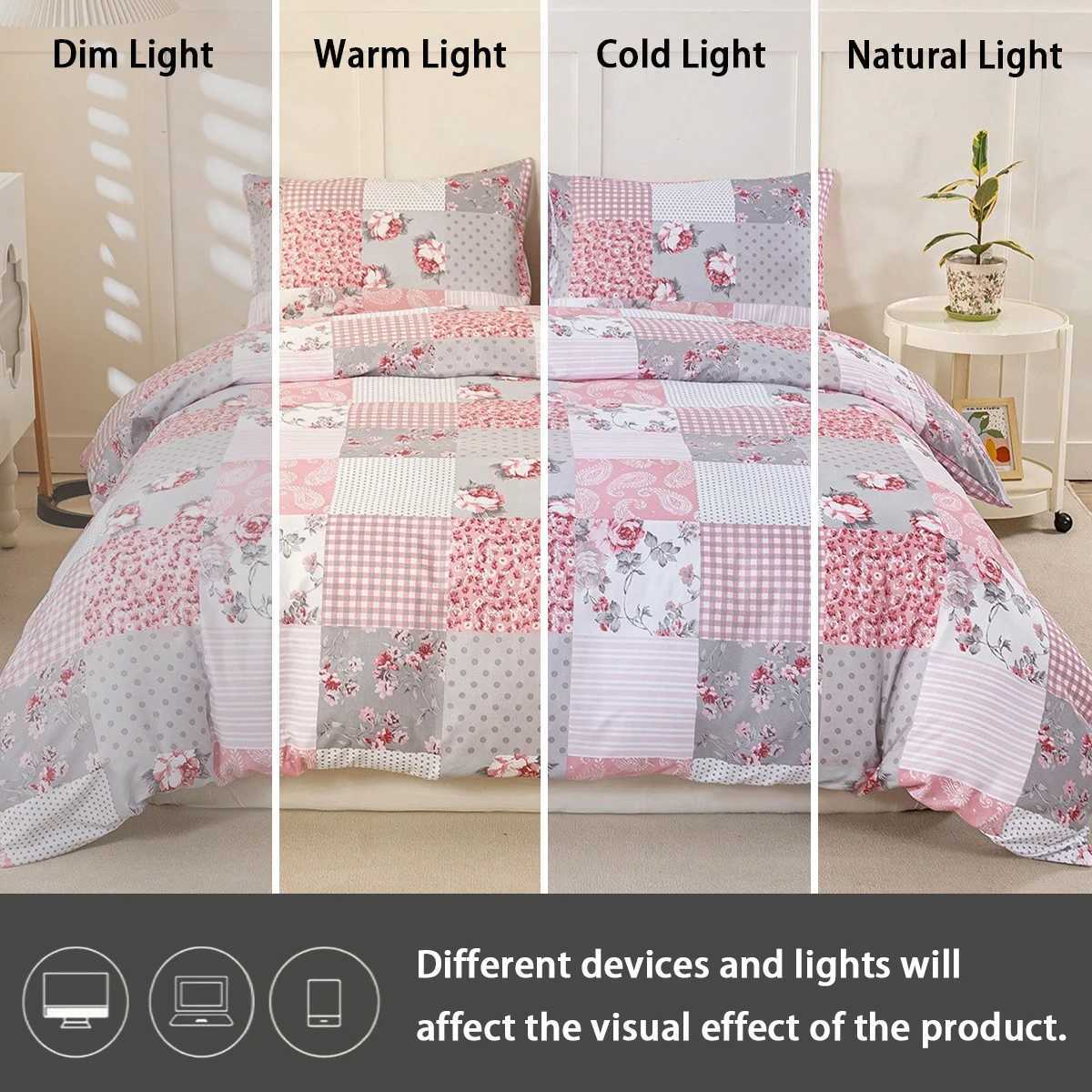 3pcs Splicing floral Pattern Duvet Cover Set Soft Skin-Friendly Bedding Set Includes 1 Duvet Cover And 2 casesM251118