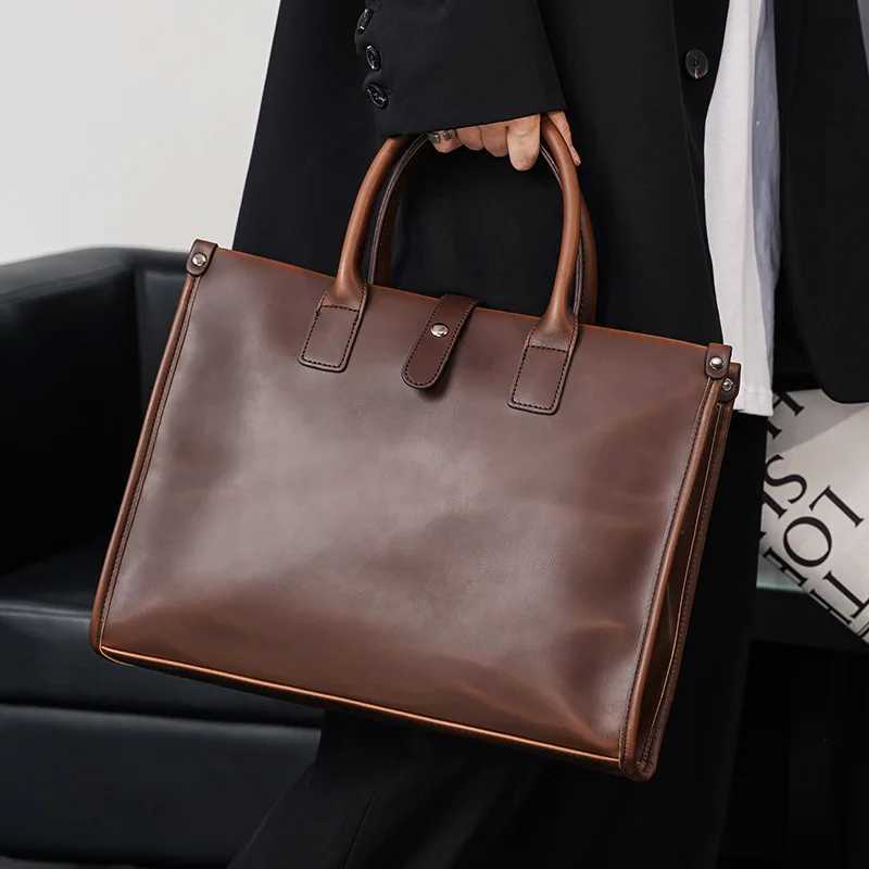 PU leather briefcase mens crazy horse executive laptop office executive handbag business document bag Z250418