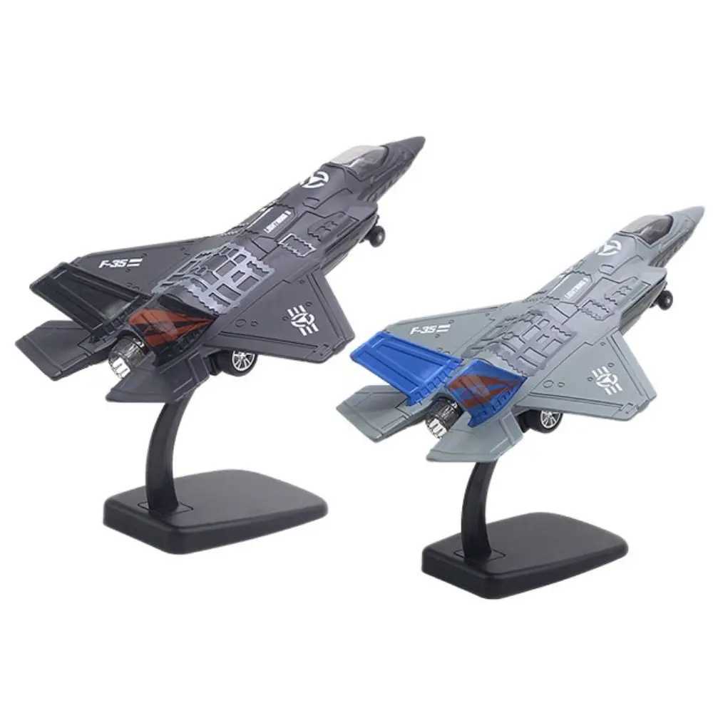Diecast Fighter Aircraft Toy Pullback Go F16 F22 F35 Aviao Plane Model Simulation with Light Sound Jet Plane Toy Birthday Gift C251118