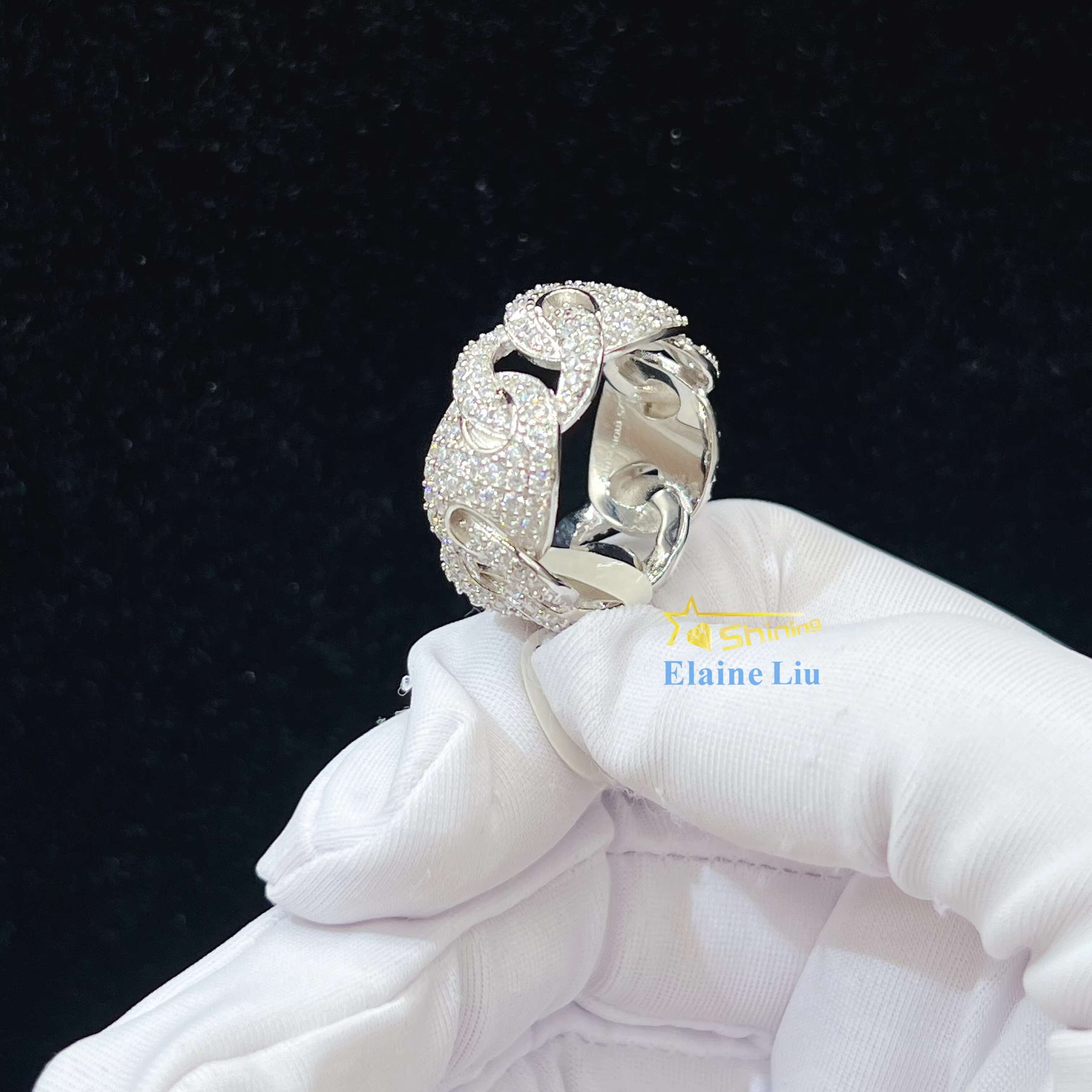 Fine Jewelry Gold Plated Sterling Sier Vvs Moissante Men Rings