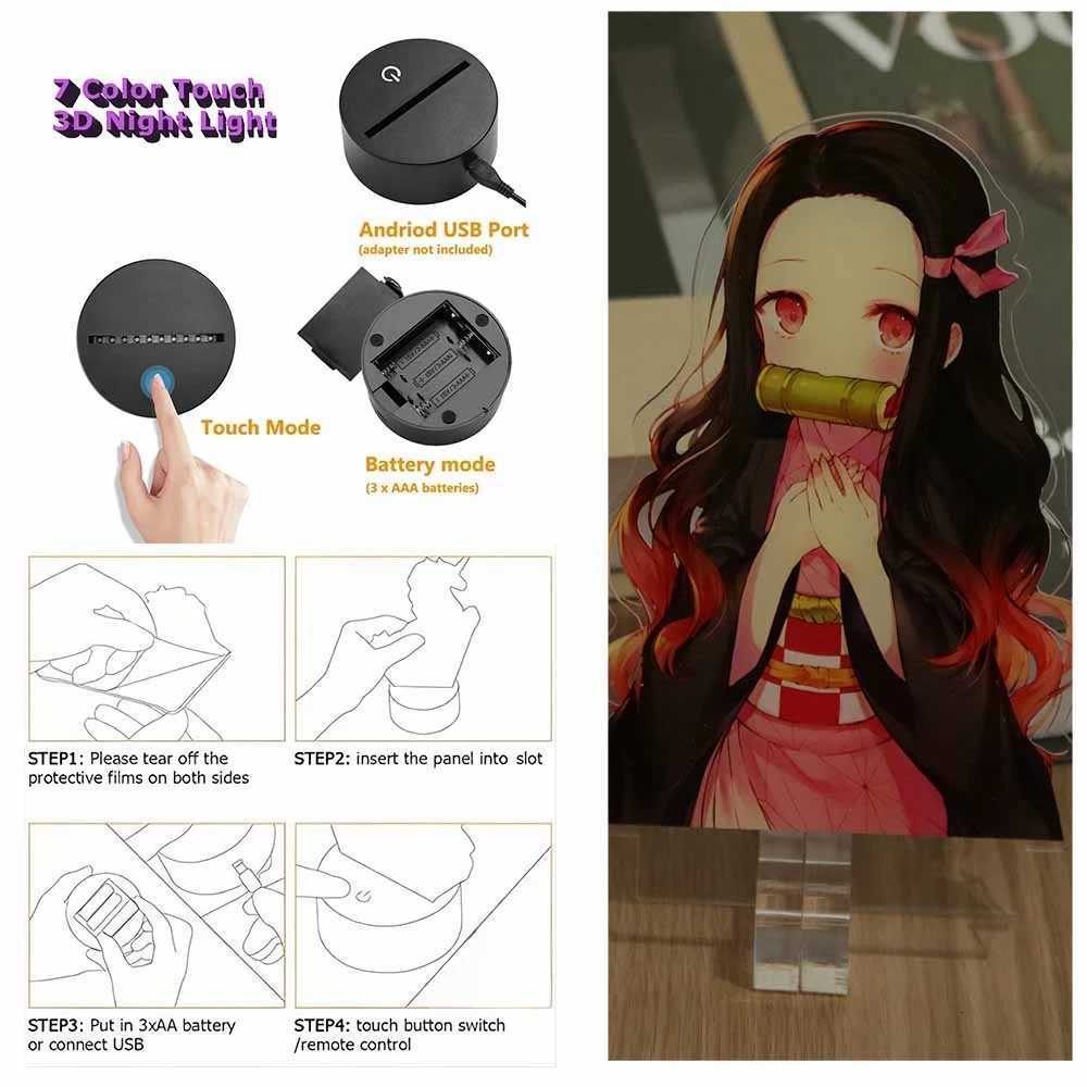 Anime Figures 3D Lamp Tanjirou Nezuko Zenitsu Led Night Light Remote Control Smart Touch Lamp Room Decor Birthday Christmas Gift M251118