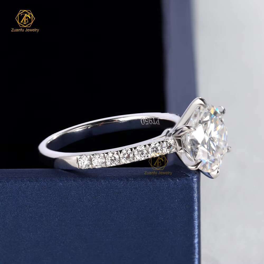 Custom Ring 18K Gold Platinum VVS 3CT Round Moissanite Engagement Ring White/Yellow/Rose Gold Moissanite Ring Wedding Ring