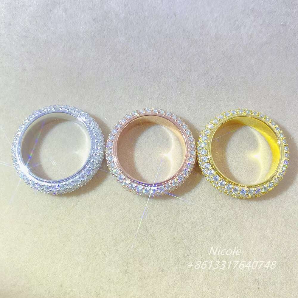 14k Gold Plated 4 Rows Engagement Dia Wedding Band Vvs Moissanite Men Ring