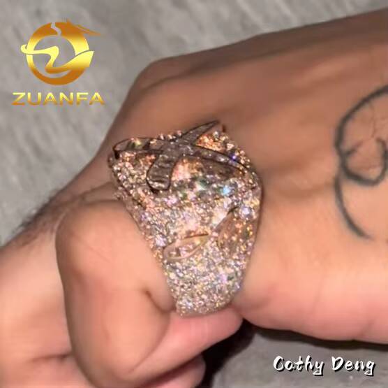 Hip Hop Jewelry Moissanite Men Diamond Rings 925 Silver Ice Out Ring Moissanite Hip Hop Ring