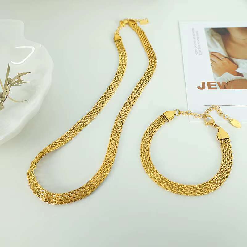 DHcollection OUDIANYA JEWELRY XL43-SL08 Hight Quality Collarbone Chain Openwork Bracelet Woven Wide Face Necklace Jewelry Set