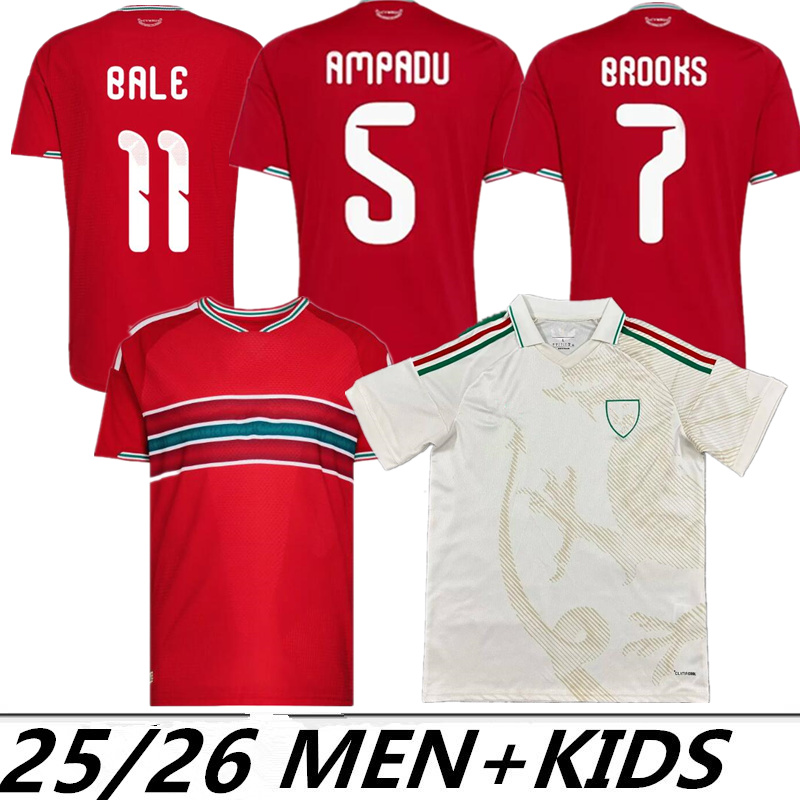 2025 2026 2027 Wales soccer jerseys JAMES BALE 26 27 Home Away Welsh football shirts JOHNSON N.WILLIAMS RODON T.ROBERTS CABANGO LEVITT MOORE THOMA