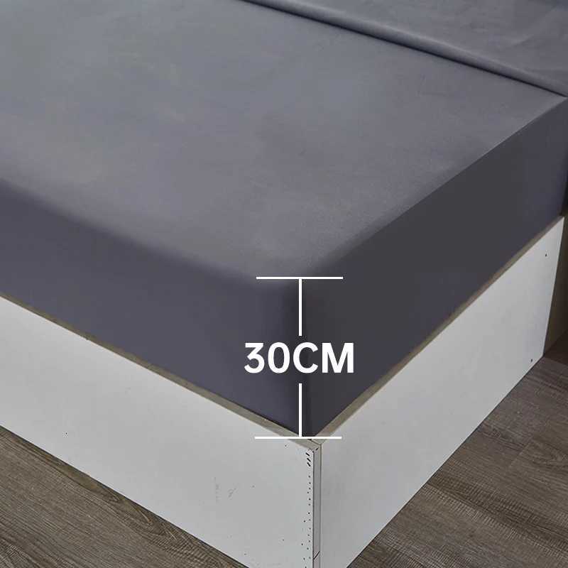 3/4pcs Solid Beding Set Waterproof Fitted sheet Bed Sheet cases Soft Queen KIng Full Twin Size White and GrayM251118