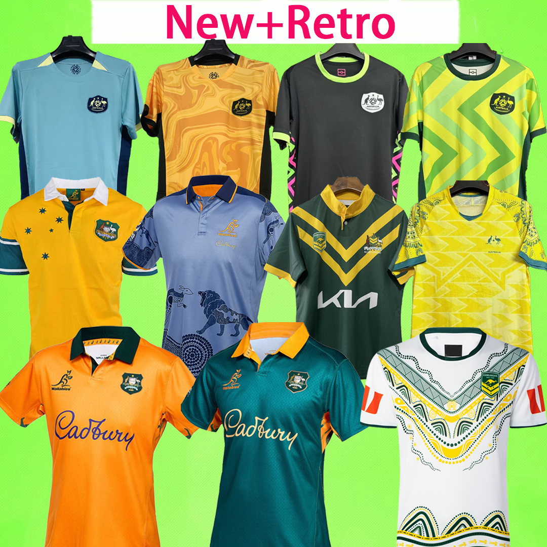 New + Retro 2025 2026 Australia Jersey Men's Training uniform Polo Shirt T Classic Kangaroos Rugby League 25 26 Home away 1999 green yellow orange Wallabies Lions Tour