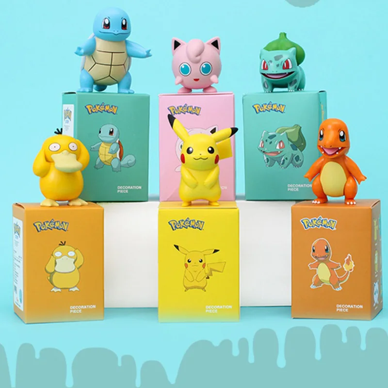 Kawaii Pokemon Pikachu Koda Duck Jenny Turtle Genuine Licensed Model 8CM Action Figures Toys Collect ornaments Children Gifts