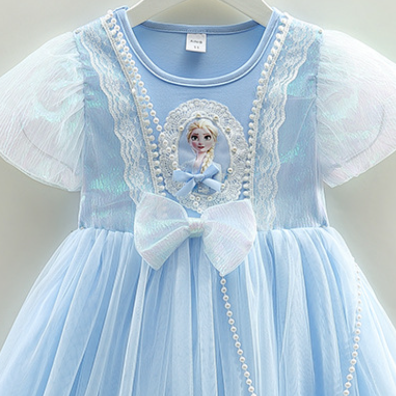 DISNEY Girl short-sleeved baby Elsa princess designer clothes toddler dress summer party dress tulle dress Soft fabric comfortable