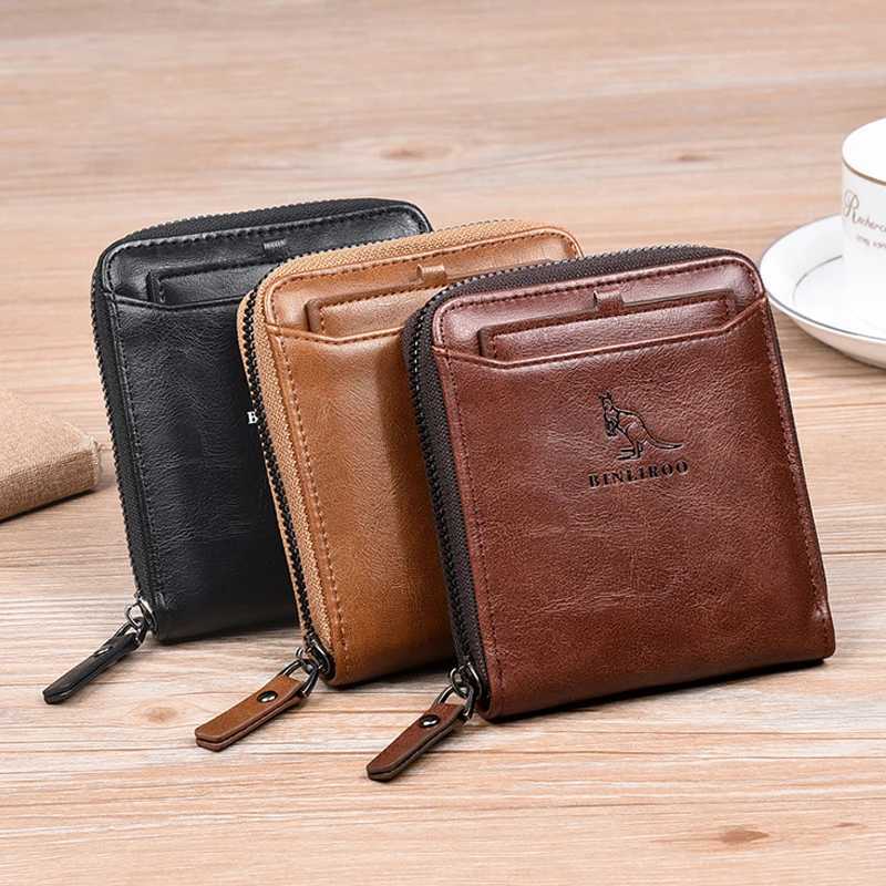 Luxury Designer Genuine Leather Mens Wallets RFIDCard Holder Men Wallet Zipper Coin Purse for Male Cardholder BillfoldT251118