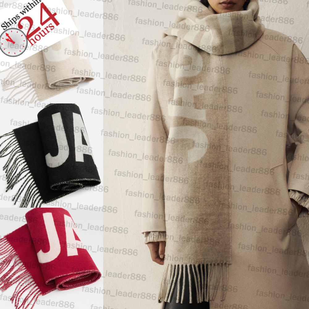 Wool fringe scarf Jacquard Designer scarf Woman Solid color yarn 100% Virgin wool Thickened Warm Fashion Scarf Autumn Winter Wool Black Grey Peach Cream scarf