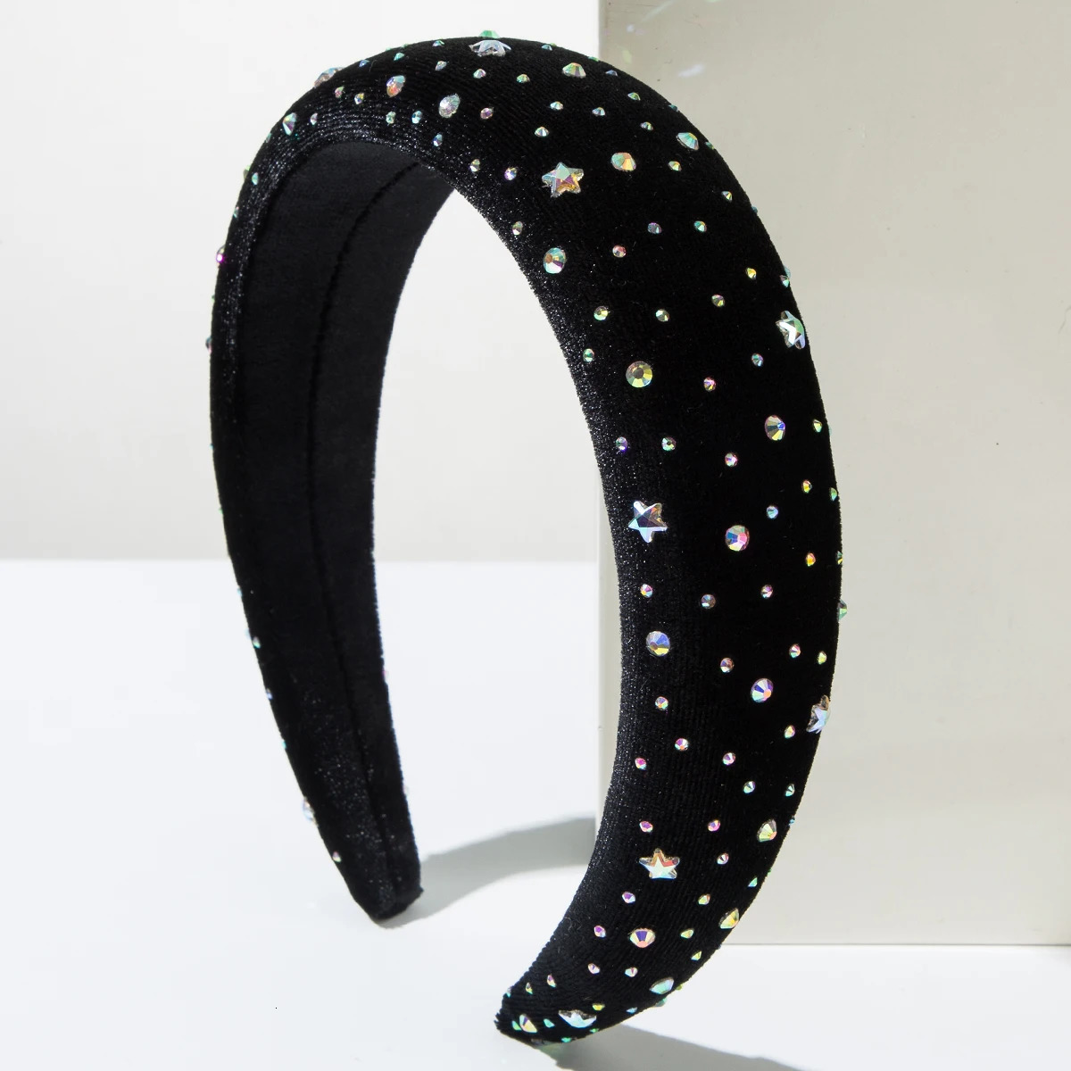 European and American Retro Velvet Sponge Headband Inlaid With Colorful Rhinestones Exuding a Starry and Sparkling Aura 251113 - view 3