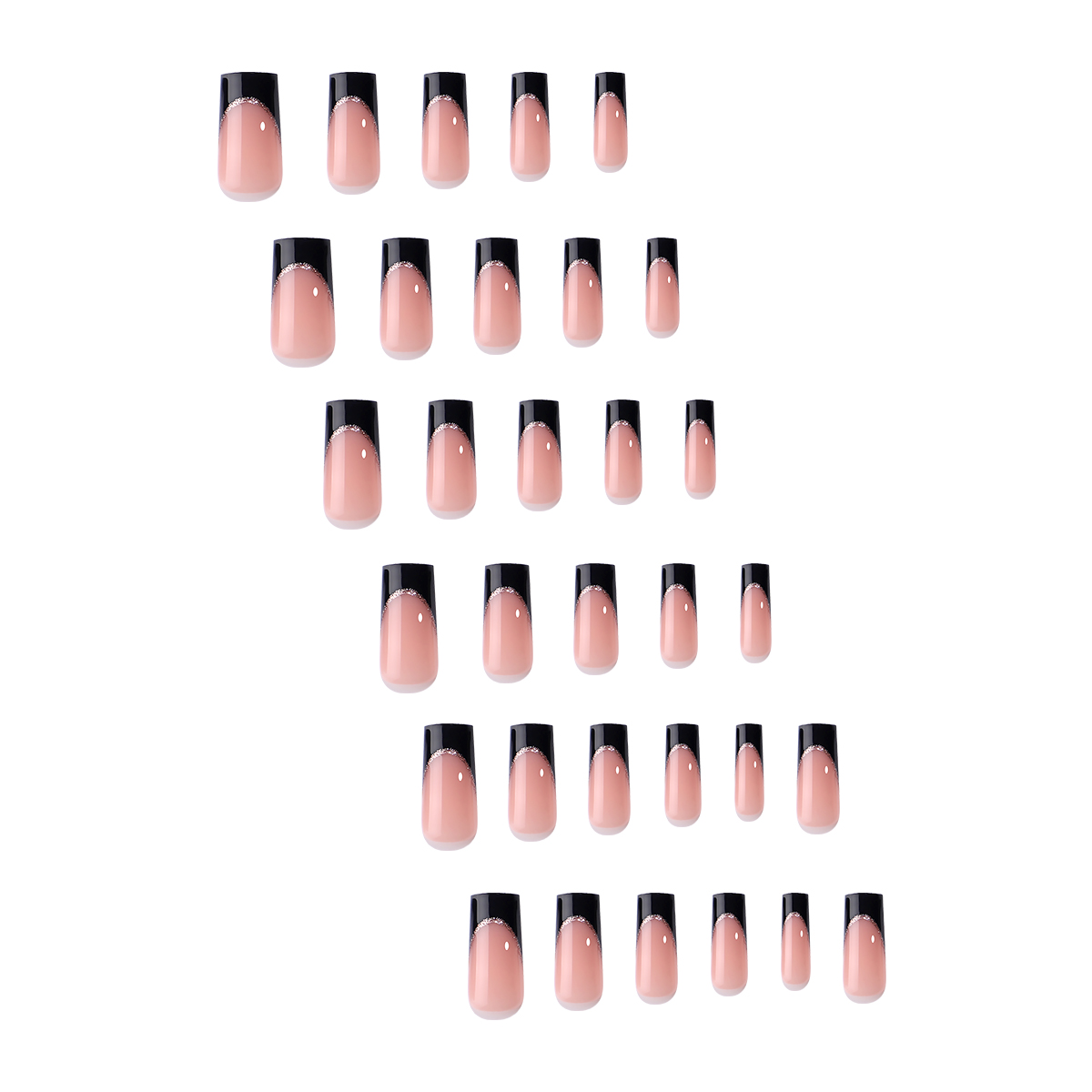 Complete Press On Nails Collection Featuring Classic Black French Tipping Technique Ideal For Any Occasion