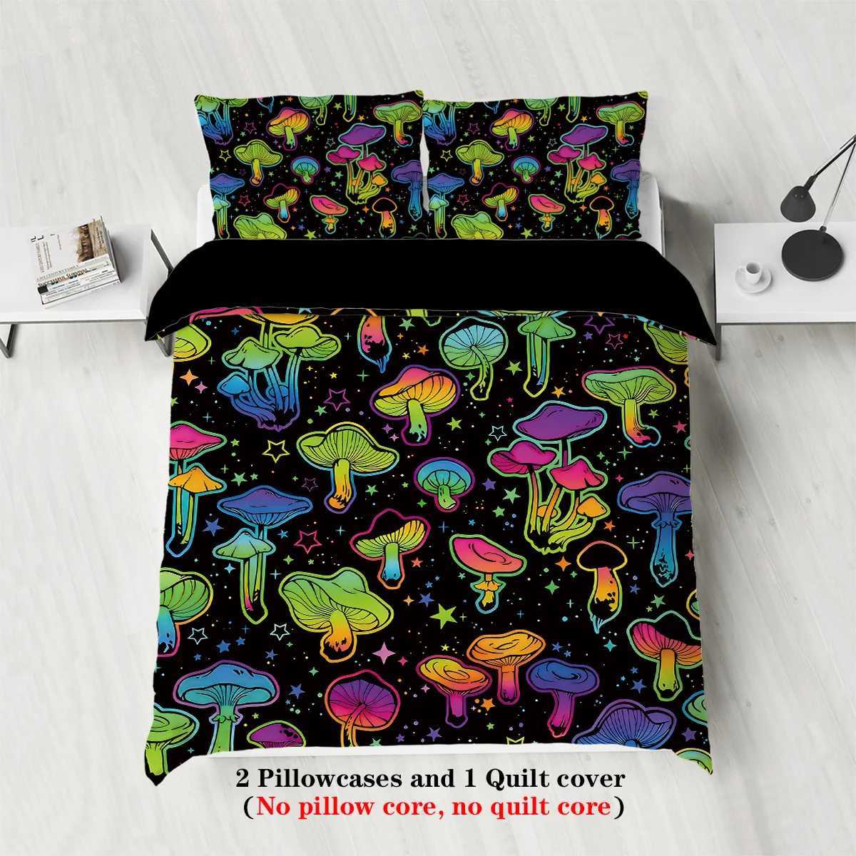 3-piece down duvet cover with gradient mushroom print 1 down duvet cover2 cases no core Halloween themed bedding setM251118