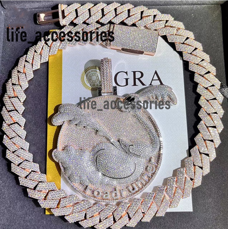 Latest Pendant and Necklace Designs Christmas gifts Fashion Jewelry Moissanite Diamond and 18mm Necklace 3*3 Inches Pendant Set