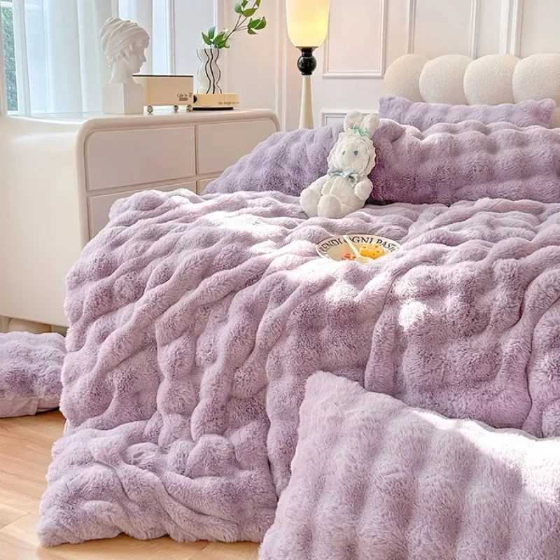 2024 New Winter Thickened Milk Fleece Four-piece Set Rabbit Fleece Rabbit Lazy Rabbit Fleece 4-piece SetM251118