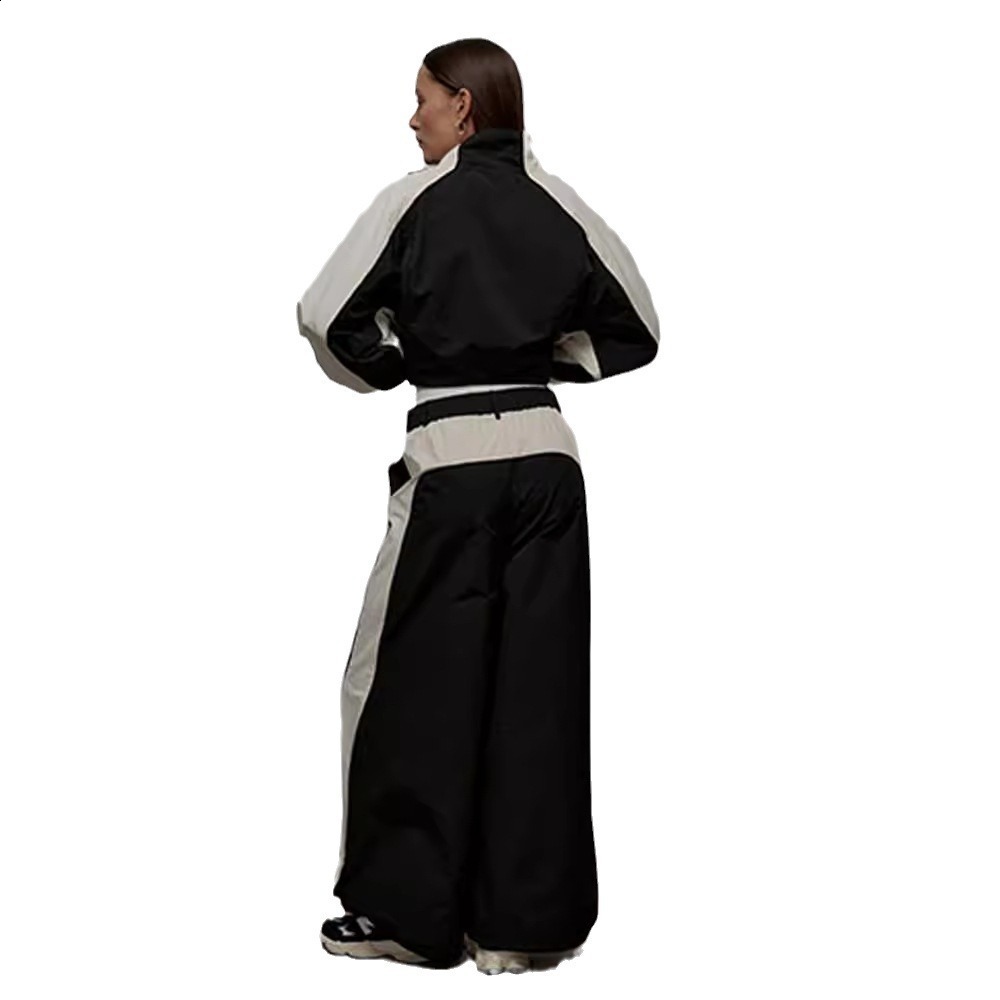 Fashion Black Satin Patchwork 2 Piece Set Women Outfit Streetwear Long Sleeve Shirt With High Waist Pant Sets Y2k Clothes 240813