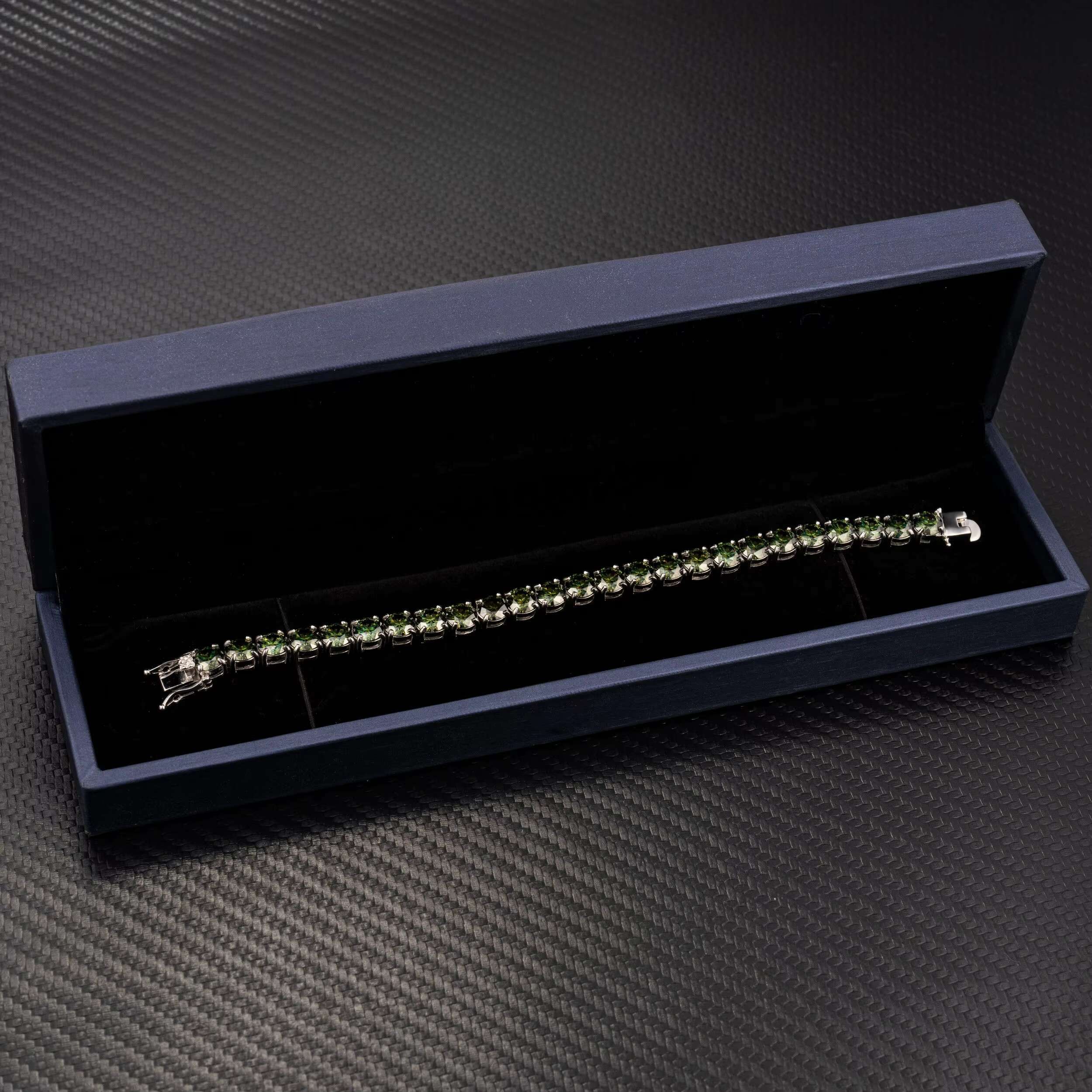 Top Quality Hot Selling Pass Dia Tester Sier 5mm 6.5mm Color Bracelet Green Moissanite Tennis Chain