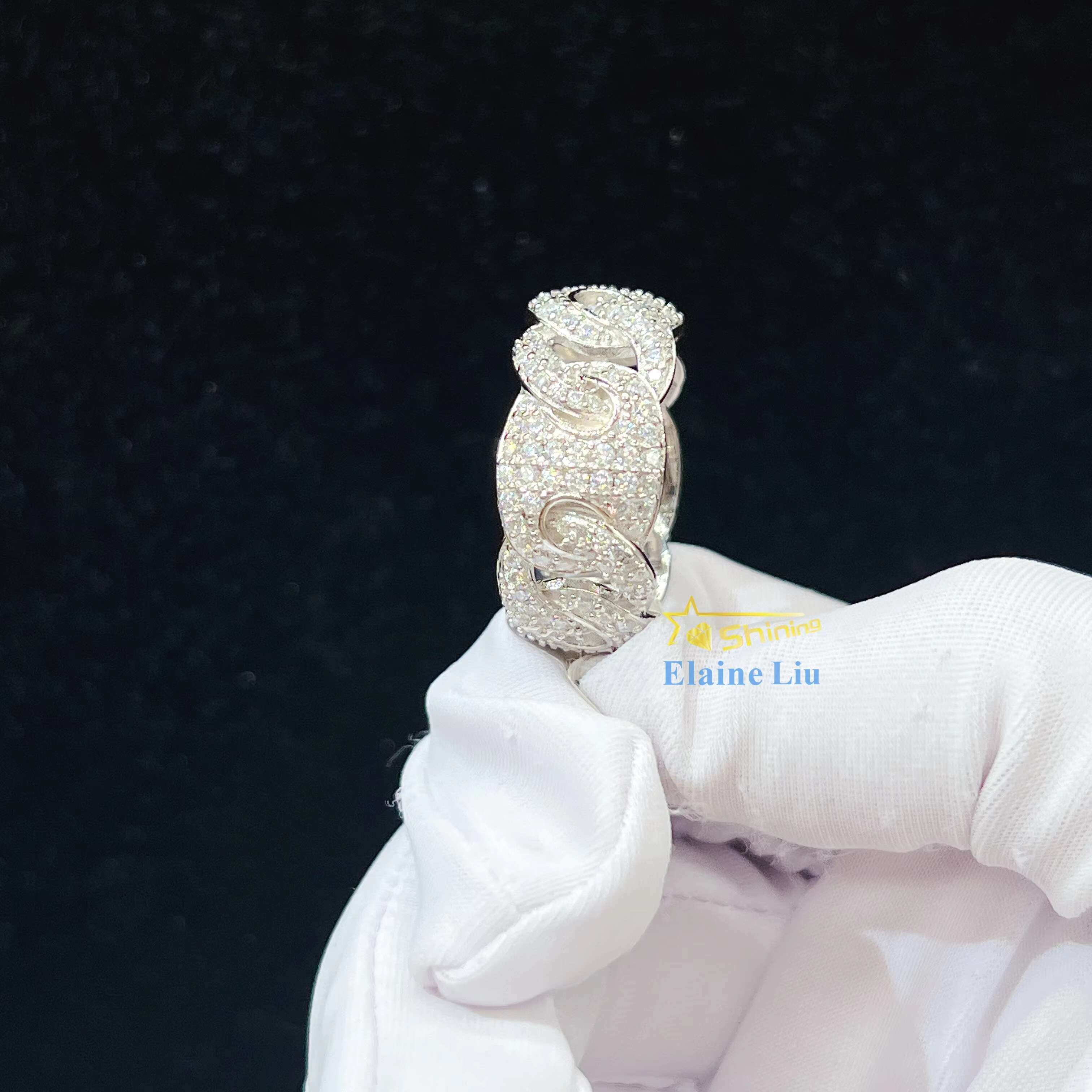 Fine Jewelry Gold Plated Sterling Sier Vvs Moissante Men Rings