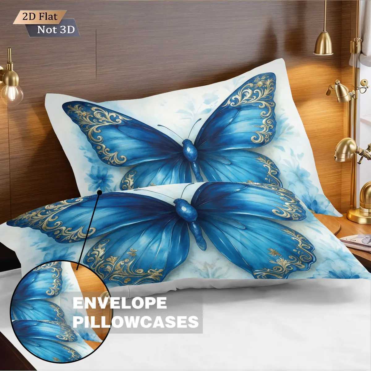 3pcs blue butterfly printed coreless bedding set comfortable multi size bedroom and dormitory duvet covers machine washableM251118