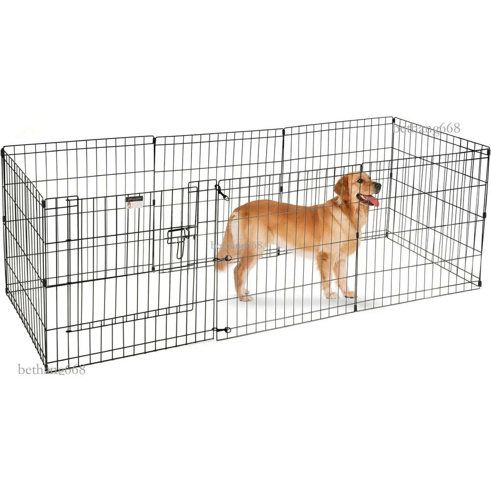 Puppy Playpen - Foldable Metal Exercise Enclosure with Eight 24-Inch Panels - Indoor/Outdoor Fence for Dogs, Cats, or Small Animals by PETMAKER