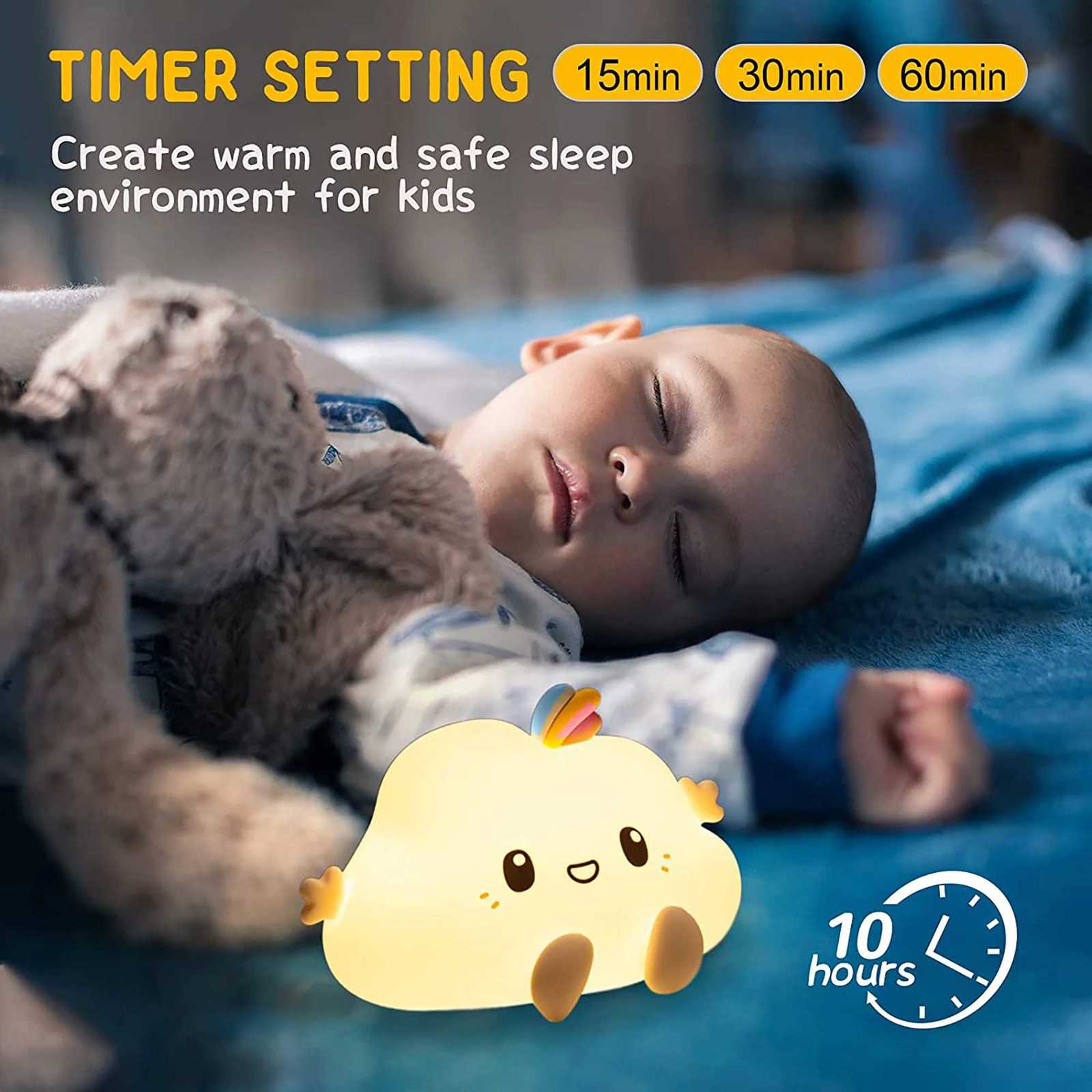 Color-Changing Silicone Night Light Rechargable Lamp kawaii Night Light for kids with Timer Remote Cute Desk Lamp Fairy Lights M251118