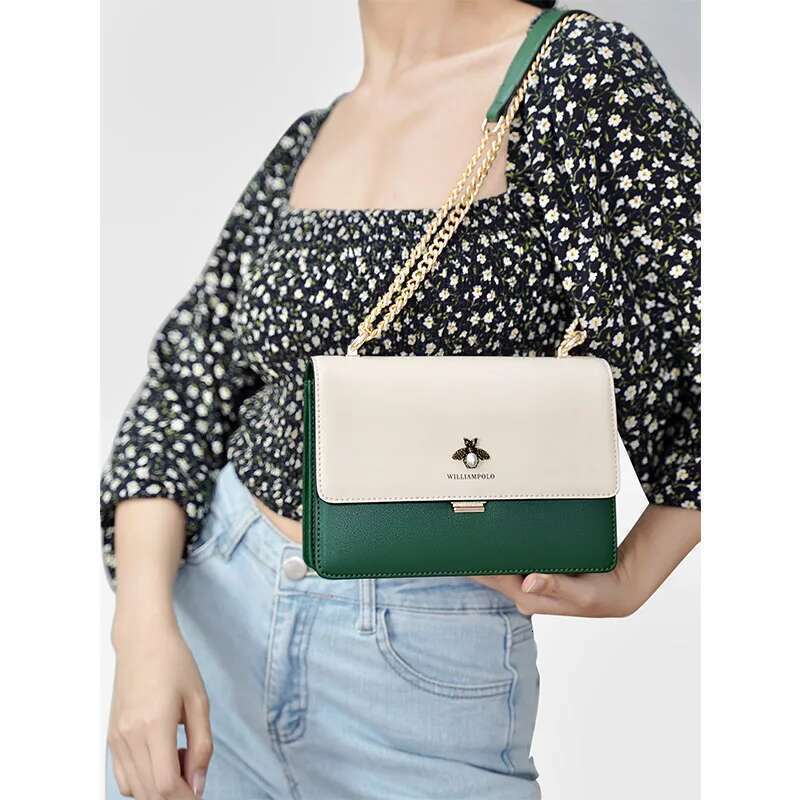 Women 2024 New Small Square Senior Chain Shoulder With Leather Women's Crossbody Bag WILLIAMPOLO