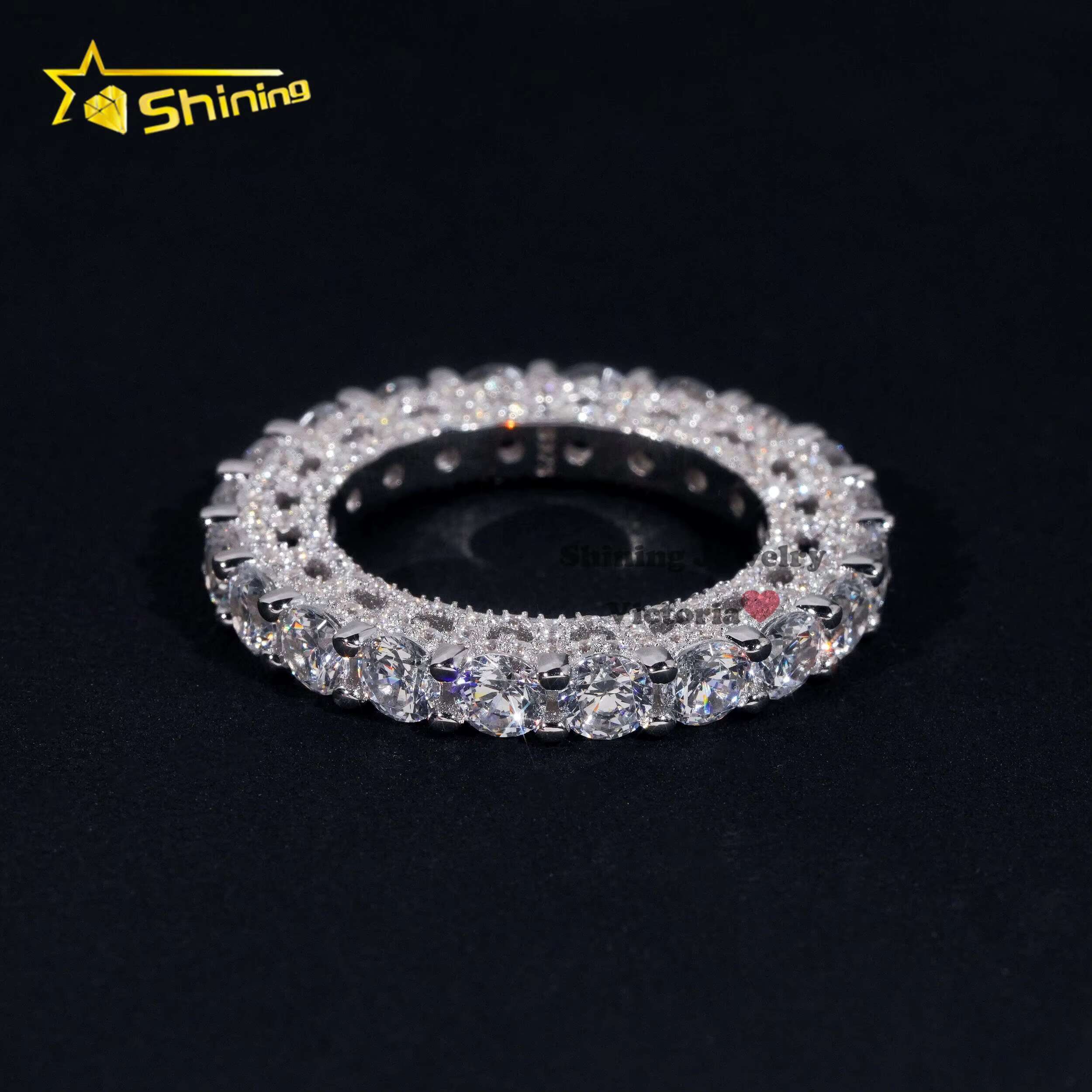 Charms Fine Jewelry Rapper Style 10K Real Gold VVS Moissanite Dia 4MM Eternity Band Ring