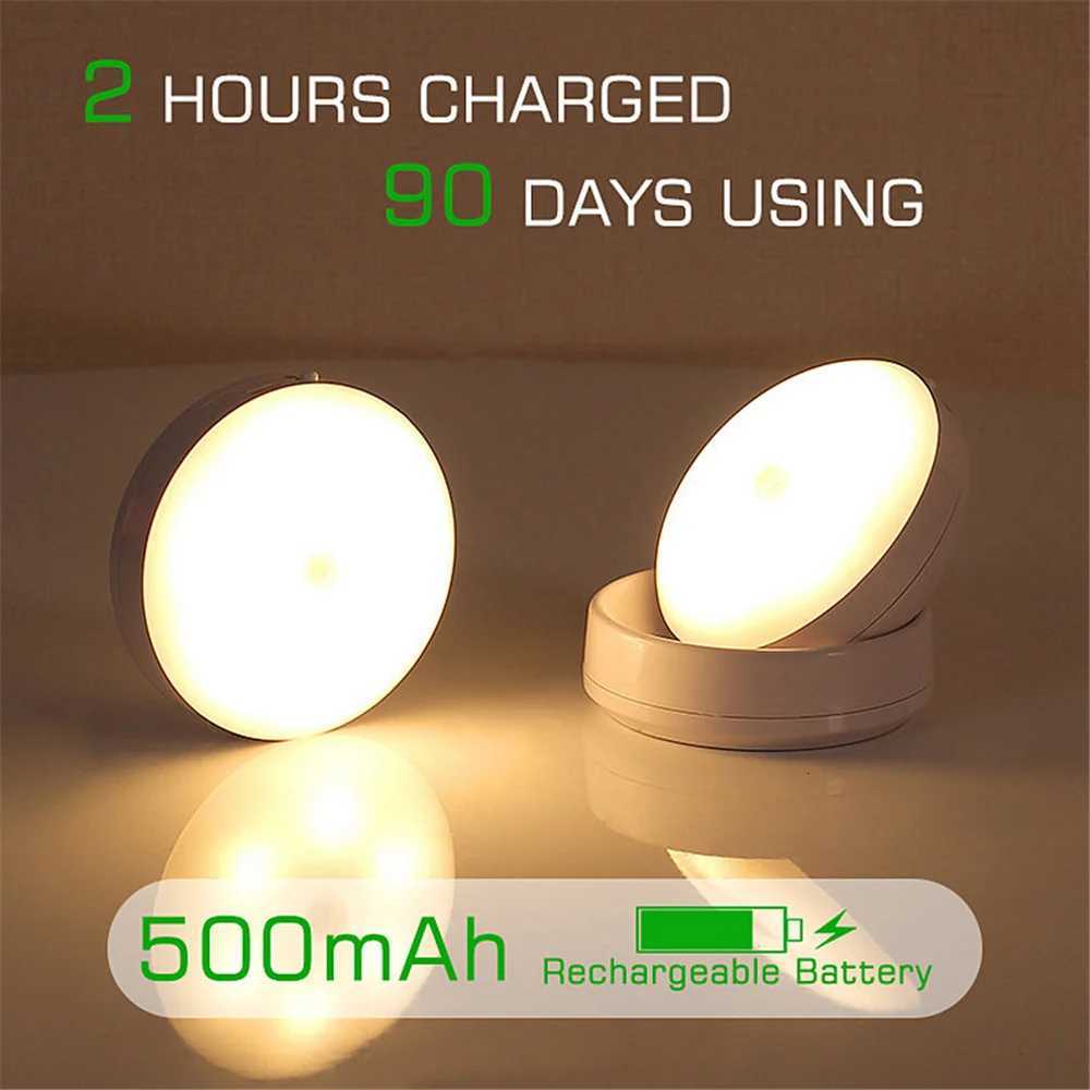 360 Rotated PIR Motion Sensor Night Light Led Wall Lamps Rechargeable Auto/On/Off Under Cabinet Light Wireless Closet Night Lamp M251118