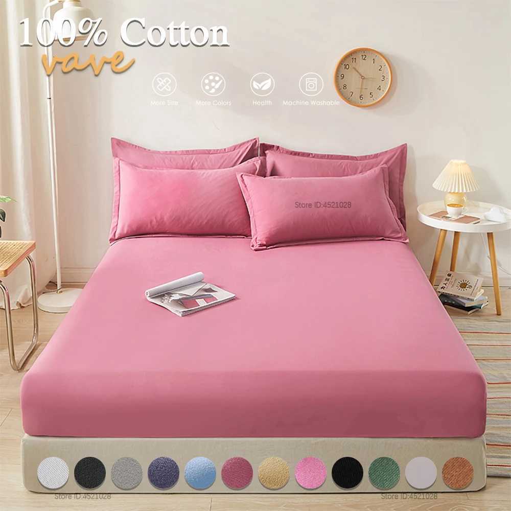 Full Size Cotton Fitted Sheet with Elastic Bands Adjustable Mattress Pad Bedspread Covers for Single Double King Queen BedM251118