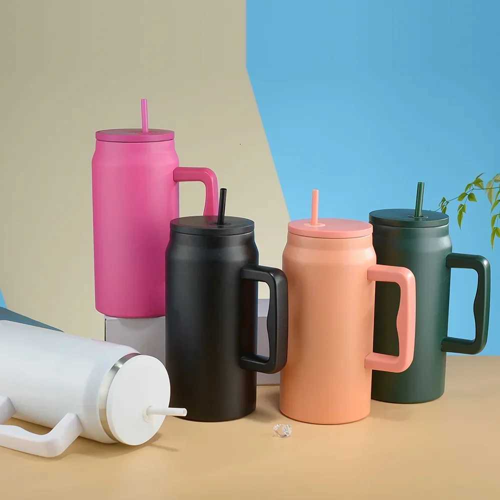 50oz Large Capacity Stainless Steel Travel Coffee Mug Portable Vacuum Insulated Water Cup Thermo Bottle with Handle Straw ForCar Y251120 W260226