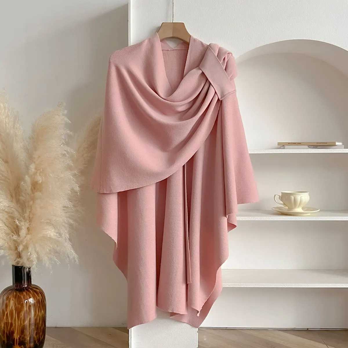 Women Poncho Winter Warm Solid Color Shawl Double Sided Designer Blanket Luxury Scarf Female Cloak Cashmere Pashmina Cape Stole G251118