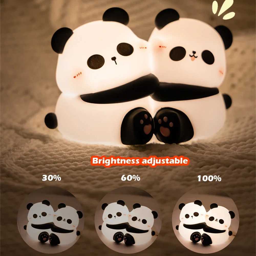 Cute Hug Panda Night Light LED Squishy Animal Night Lamp 3 Level Dimmable Nursery Nightlight for Breastfeeding Toddler Baby Kids M251118